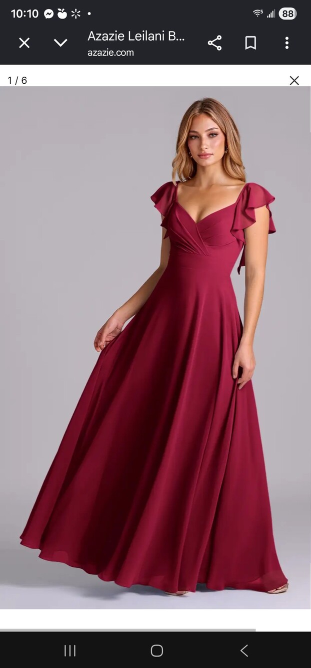 Azazie Floral Maxi Dress in Burgundy New w/out Tags